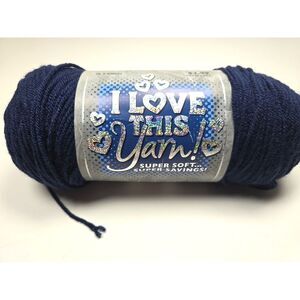 I Love This Yarn Navy Blue Skein Soft Acrylic 355 Yds. Rated 4